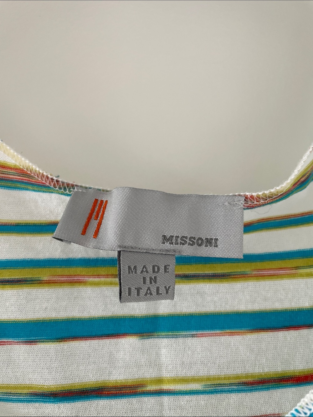 Missoni White Tank Top with Teal, Yellow & Orange Stripes - Picture 7 of 10